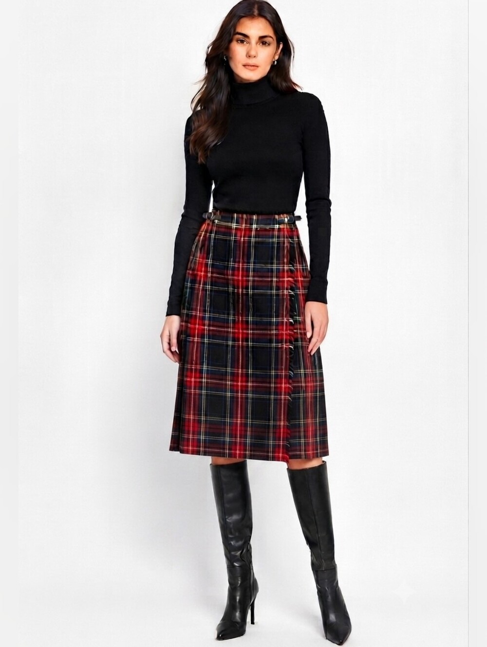VTG Scott the KiltMaker of Aberdeen Red Wool Tartan Plaid Kilt Skirt 28" Waist